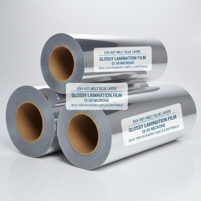 Bom preço. EVA camada de cola de derretimento a quente filme de laminação brilhante rolos espessura de 12 a 30 microns Ideal para etiquetas e materiais de embalagem on-line